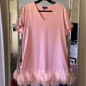 Pink Feather Trim dress
